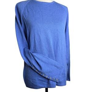 J. McLaughlin Knit Top Sweater Blue XL Button Sleeve Jamey Long Sleeve